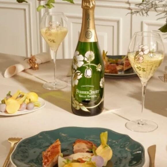 Perrier Jouet Verre Belle Epoque Hand Painted Animone Grand Champagne 6pc Set - Picture 7 of 15